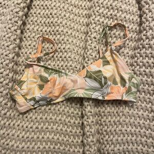 Xhilaration Floral Bikini Top - Peach and Green